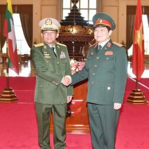 Senior General Min Aung Hlaing accords guard-of-honour welcome to SRV Defence Minister