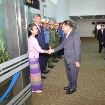 Senior General Min Aung Hlaing leaves Yangon International Airport to attend Defense & Security 2019 of ASEAN countries, ADMM-Plus (VIP Program) 