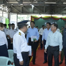 Chairman of State Administration Council Prime Minister Senior General Min Aung Hlaing meets personnel of Locomotive Factory (Insein), Myanma Railways