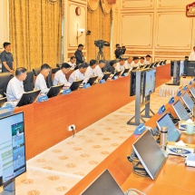 SAC Chairman Prime Minister Senior General Min Aung Hlaing delivers speech at Union government meeting 6/2023