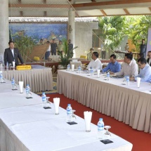 SAC Chairman Prime Minister Senior General Min Aung Hlaing meets hotels and tourism entrepreneurs in Thandwe Township of Rakhine State