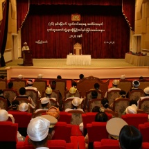 SAC Chairman Prime Minister Senior General Thadoe Maha Thray  Sithu Thadoe Thiri Thudhamma Min Aung Hlaing attends honorary title conferring ceremony to mark 76 th Anniversary of Independence Day