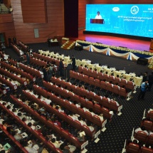 Chairman of State Administration Council Prime Minister Senior General Min Aung Hlaing addresses silver jubilee of Myanmar Computer Federation and computer associations