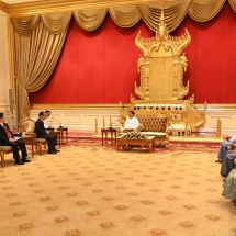 Chairman of State Administration Council Prime Minister Senior General Min Aung Hlaing receives delegation led by Special Envoy of the ASEAN Alternate Chair on Myanmar H.E. Mr. Alounkeo KITTIKHOUN and Secretary-General of ASEAN Dr. KAO KIM HOURN