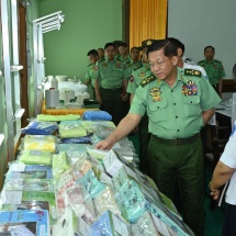 Chairman of State Administration Council Commander-in-Chief of Defence Services Senior General Min Aung Hlaing visits Tatmadaw Textile and Garment Factory (Thamaing)