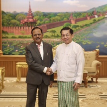 Chairman of the State Administration Council Prime Minister Senior General Min Aung Hlaing receives National Security Advisor (NSA) of India