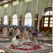 Families of Office of Commander-in-Chief of Defence Services (Army, Navy and Air) hold Waso robes offering ceremony for 2024