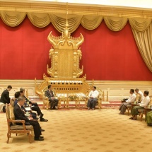 SAC Chairman Prime Minister Senior General Min Aung Hlaing receives Member of State Councilor of the People’s Republic of China and Minister of Foreign Affairs H. E. Mr. Qin Gang