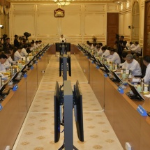 SAC Chairman Prime Minister Senior General Min Aung Hlaing addresses meeting 3/2023 of Union government