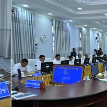 နိုင်ငံတော်စီမံအုပ်ချုပ်ရေးကောင်စီဥက္ကဋ္ဌ နိုင်ငံတော်ဝန်ကြီးချုပ်  ဗိုလ်ချုပ်မှူးကြီး မင်းအောင်လှိုင် ပဲခူးတိုင်းဒေသကြီးအစိုးရအဖွဲ့ဝင်များအား တွေ့ဆုံအမှာစကားပြောကြား