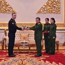 Armed forces of Myanmar and Russian Federation exchange medals to promote military and military technology cooperation including strategic partnership between the two countries