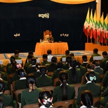 Chairman of State Administration Council Commander-in-Chief of Defence Services Senior General Min Aung Hlaing inspects Tatmadaw TV Broadcasting Unit (Hmawby)