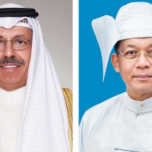 Chairman of State Administration Council Prime Minister Senior General Min Aung Hlaing holds discussions with Prime Minister His Highness Sheikh Ahmad Nawaf Al-Ahmad Al-Sabah of Kuwait on phone