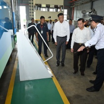 Chairman of State Administration Council Prime Minister Senior General Min Aung Hlaing inspects locomotive assembling plant (Nay Pyi Taw) of mechanical and electrical engineering department of Myanma Railways and National Museum (Nay Pyi Taw)