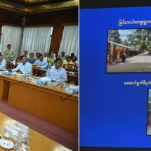 နိုင်ငံတော်စီမံအုပ်ချုပ်ရေးကောင်စီဥက္ကဋ္ဌ နိုင်ငံတော်ဝန်ကြီးချုပ်   ဗိုလ်ချုပ်မှူးကြီး မင်းအောင်လှိုင်    ညောင်ဦးခရိုင်အတွင်းရှိ ဌာနဆိုင်ရာတာဝန်ရှိသူများနှင့်တွေ့ဆုံ၍ ဒေသ    ဖွံ့ဖြိုးတိုးတက်ရေးဆိုင်ရာများ ဆွေးနွေး