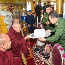 SAC Chairman Prime Minister Senior General Min Aung Hlaing inspects  rehabilitation of Hsihseng region damaged by terrorists in Pa-O Self- Administered Zone, provides aid to residents  