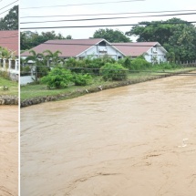 Chairman of State Administration Council Commander-in-Chief of Defence Services Senior General Min Aung Hlaing inspects repair of roads and bridges damaged by continuous rains in Nay Pyi Taw Council Area and the situation of floods