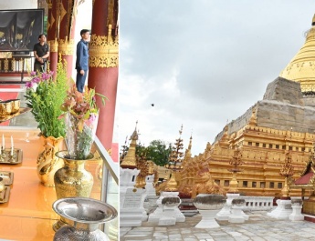 Chairman of State Administration Council Prime Minister Senior General Min Aung Hlaing inspects repair and maintenance of ancient historical pagodas in Bagan Archaeological Zone and damage caused by recent heavy rains