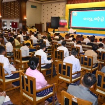 Chairman of State Administration Council Prime Minister Senior General Min Aung Hlaing meets region/state chief ministers, members of Yangon Region cabinet, region level departmental officials and discusses regional development