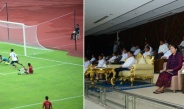 Chairman of State Administration Council Prime Minister Senior General Min Aung Hlaing enjoys final of 2024 interministerial universities’  football tournament and gives away prizes  