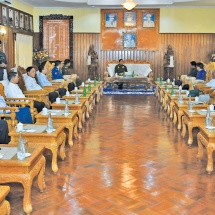 State Administration Council Chairman Commander-in-Chief of Defence Services Senior General Min Aung Hlaing meets with local people’s militia troops in Shan State (North)