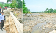 SAC Chairman Prime Minister Senior General Min Aung Hlaing inspects repair of roads and bridges damaged in heavy rains, flooding in Nay Pyi Taw Council Area