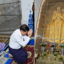 Chairman of State Administration Council Prime Minister Senior General Min Aung Hlaing attends ceremony to convey Inle Phaung Daw Oo Buddha images to Athadisa Dhammavihara monastery in Nyaungshwe and Inle traditional boat race