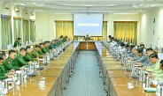 Chairman of State Administration Council Prime Minister Senior General Min Aung Hlaing addresses Yangon Region Security and Development meeting