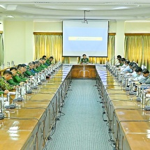 Chairman of State Administration Council Prime Minister Senior General Min Aung Hlaing addresses Yangon Region Security and Development meeting