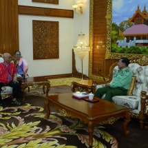 Chairman of State Administration Council Commander-in-Chief of Defence Services Senior General Min Aung Hlaing receives Kayin ethnic leader Saw Mutu Sae Poe and party, who attended 8th anniversary of Nationwide Ceasefire Agreement (NCA)