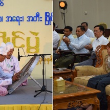 SAC Chairman Prime Minister Senior General Min Aung Hlaing enjoys events on the sixth day of 24th Myanmar Traditional Cultural Performing Arts Competition