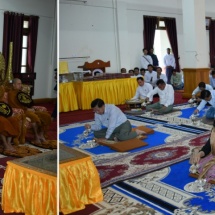 Chairman of State Administration Council Prime Minister Senior General Min Aung Hlaing visits Shan State Buddhist University; pays respects and presents offertories to Dr Bhaddanta Dhammasami (DPhil. Oxford), an International Missionary monk