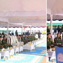 Chairman of State Administration Council Commander-in-Chief of Defence Services Senior General Min Aung Hlaing attends third founding ceremony of Coast Guard Control Headquarters and launching ceremony of vessels