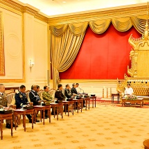 Heads of delegations to 42nd ASEANAPOL Conference from member countries, delegation led by executive director of ASEAN Police Secretariat pay courtesy call on Chairman of State Administration Council Prime Minister Senior General Min Aung Hlaing