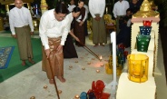 People pay obeisance to Buddha images at pagodas during Tazaungdaing light festival in respective regions and states on full moon day of Tazaungmone (Samanaphala Holy Day)