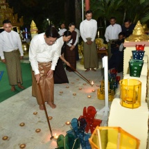 People pay obeisance to Buddha images at pagodas during Tazaungdaing light festival in respective regions and states on full moon day of Tazaungmone (Samanaphala Holy Day)