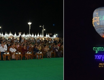 2024 Tazaungdaing Festival, hot air balloon releasing, Matho Shwekya Robes weaving and offering and prize presentation ceremony of Maravijaya Buddha Image held