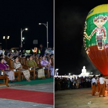 Tazaungdaing Light Festival, hot-air balloon launching opening ceremony of Maravijaya Buddha image held