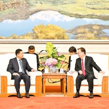 Chairman of State Administration Council Prime Minister Senior General Min Aung Hlaing holds discussions with Member of CPC Central Committee Secretary of CPC Yunnan Province Committee H.E. Mr. Wang Ning