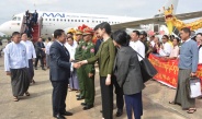 People accord rousing welcome to Chairman of the State Administration Council Prime Minister Senior General Min Aung Hlaing and high-level delegation, who attended summits in People’s Republic of China and held talks for national development