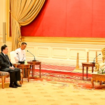 Chairman of State Administration Council Prime Minister Senior General Min Aung Hlaing receives Laotian ambassador to Myanmar