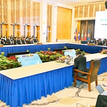 Chairman of the State Administration Council Prime Minister Senior General Min Aung Hlaing delivers address at 11th Cambodia-Lao PDR- Myanmar- Vietnam (CLMV) Summit