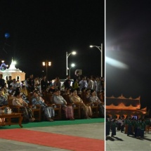 Chairman of State Administration Council Prime Minister Senior General Min Aung Hlaing and wife Daw Kyu Kyu Hla attend second Matho Shwekya Robes  weaving and offering ceremony of Maravijaya Buddha Image