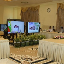 Chairman of State Administration Council Prime Minister Senior General Min Aung Hlaing holds discussions with Cambodian Prime Minister Samdech Akka Moha Sena Padei Techo HUN SEN through Video Conferencing