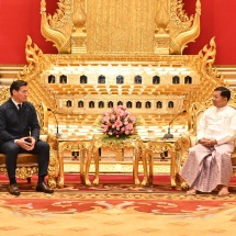 Chairman of State Administration Council Prime Minister Senior General Min Aung Hlaing meets delegation led by Head of Kalmykia, Russian Federation