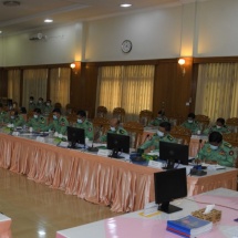 Chairman of State Administration Council Commander-in-Chief of Defence Services Senior General Min Aung Hlaing attends training coordination meeting of defence services academies and training schools in PyinOoLwin Station