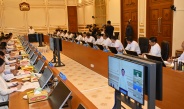 SAC Chairman Prime Minister Senior General Min Aung Hlaing addresses Union government meeting