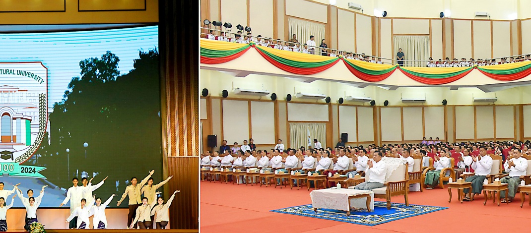 Opening ceremony of Yarpyae (centenary) Hall and Yarpyae Thabin marking the centennial of Yezin Agricultural University held; Chairman of State Administration Council Prime Minister Senior General Min Aung Hlaing attends the ceremony