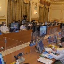 Chairman of National Planning Commission Chairman of State Administration Council Prime Minister of the State Senior General Min Aung Hlaing addresses meeting 1/2021 of National Planning Commission