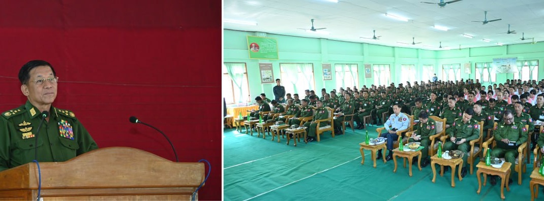 Chairman of State Administration Council Commander-in-Chief of Defence  Services Senior General Min Aung Hlaing inspects local training depot and Tatmadaw TV Broadcasting Unit (Taungnyo) in Taungnyo Station